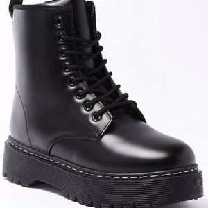 black combat boots